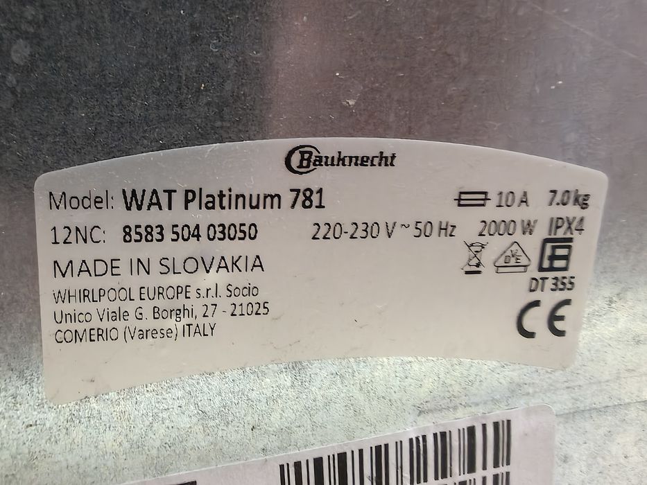Пральна машина Bauknecht Model WAT Platinum 781