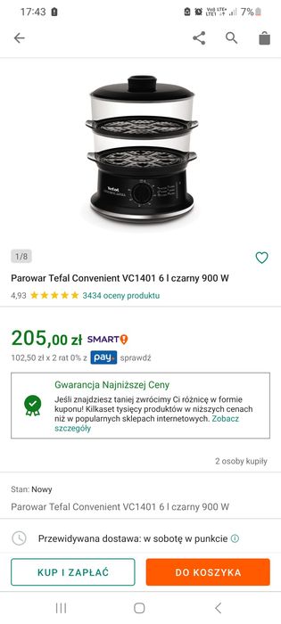 Jak nowy! Parowar Tefal Convenient 900 W