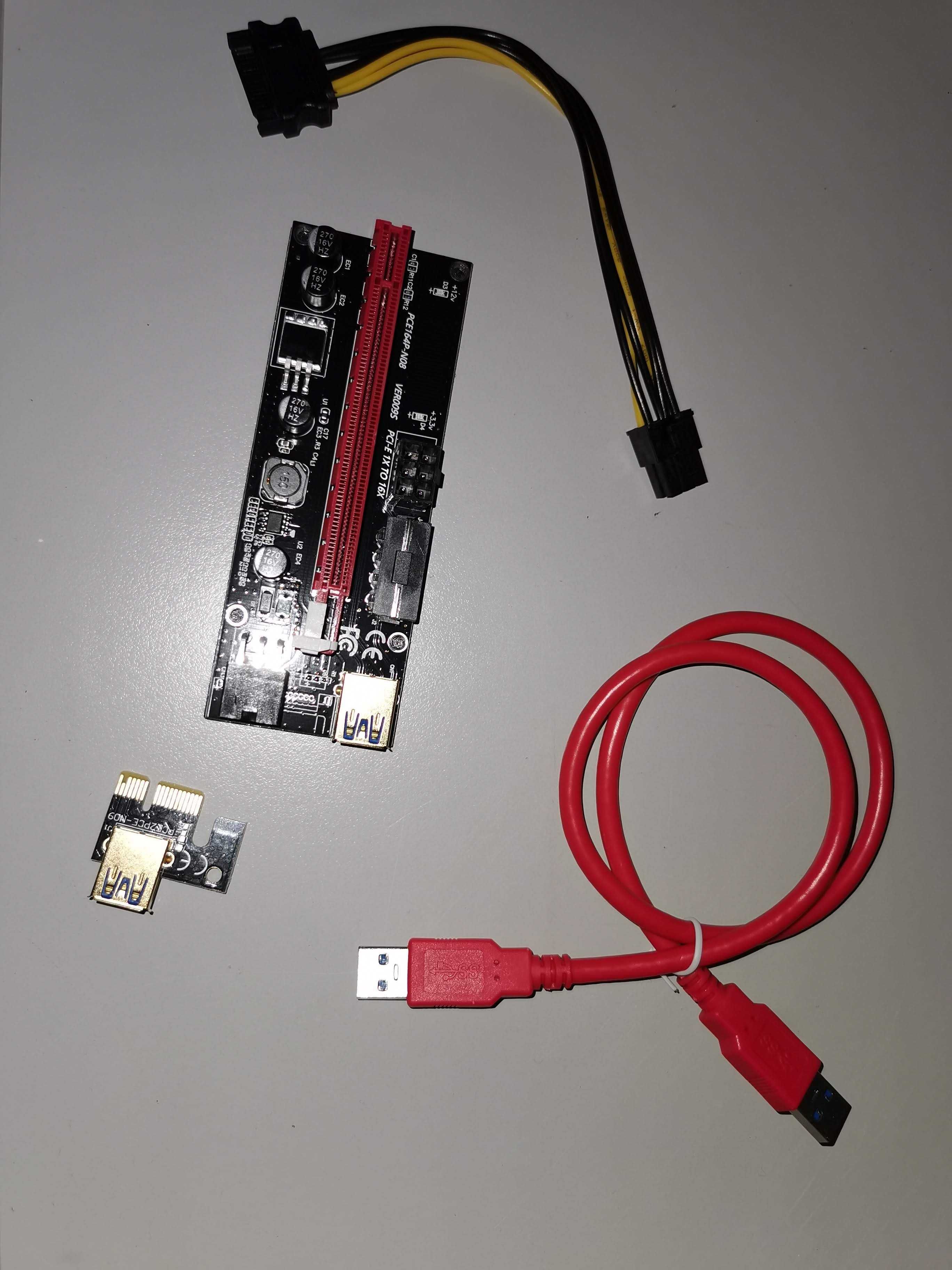 Riser PCI-E 1x p/ 16x - Versão 009S - NOVO SELADO