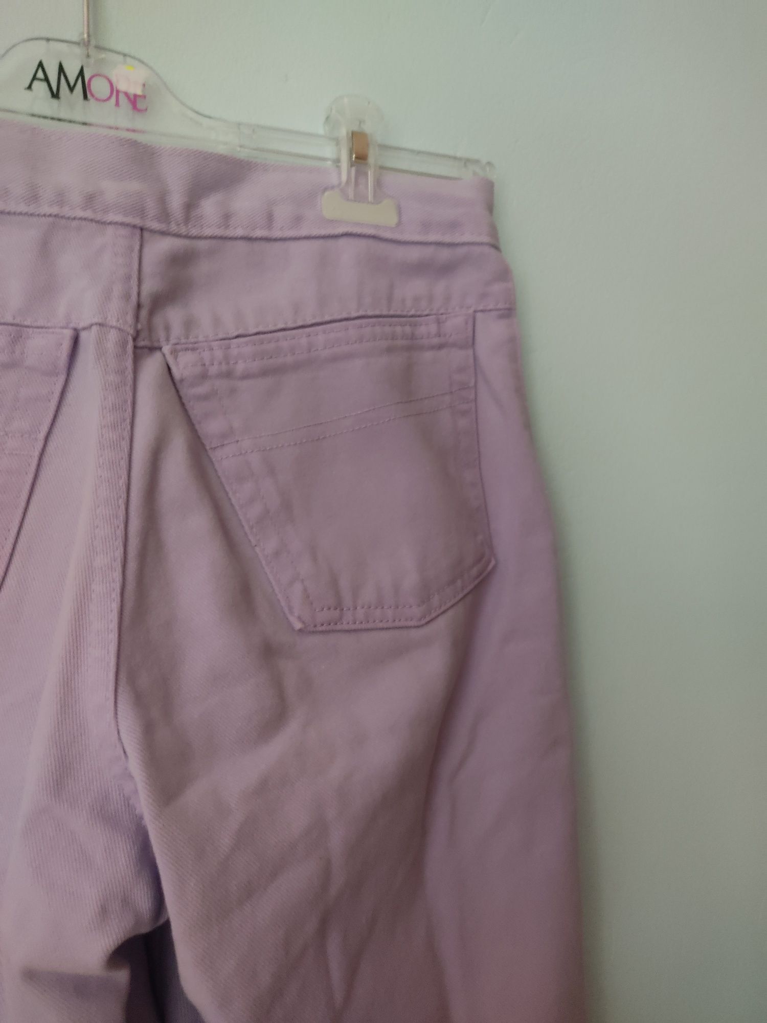 Liliowe spodenki dżinsy szorty  dżinsowe damskie Basic z kieszeniami L
