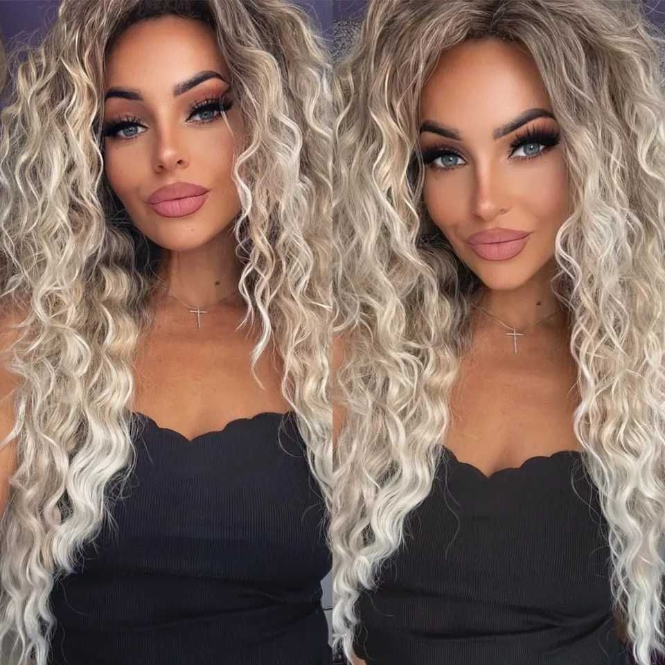 Peruka blond smokey popielaty loki Afro PETARDA kręcone włosy