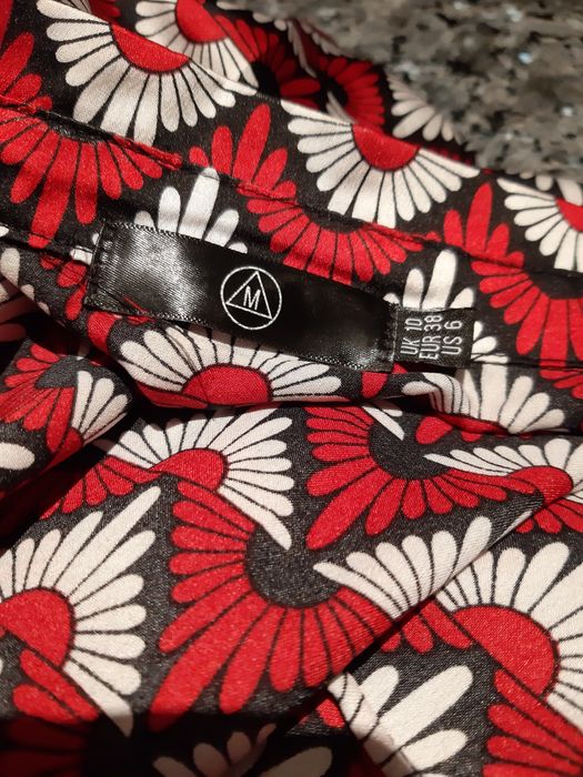 Kombinezon 38 Missguided kwiatki boho czerwony spodnie ul wiązane boho