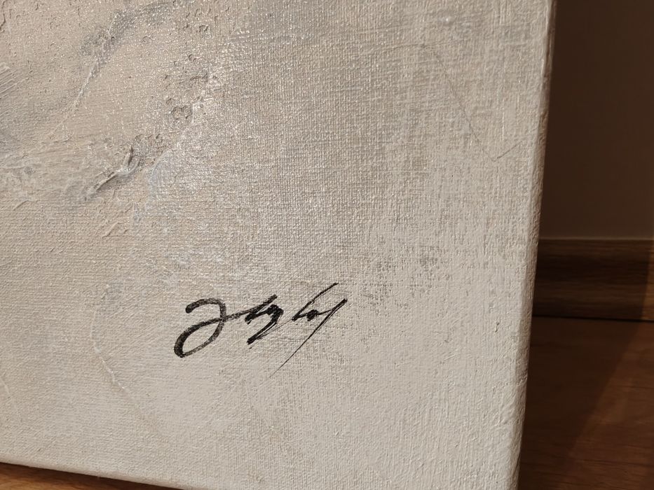 Obraz ręcznie malowany na płótnie "Marmurowa fala" 90x90