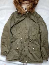 Kurtka zimowa parka khaki H&M divided r. 34 xs