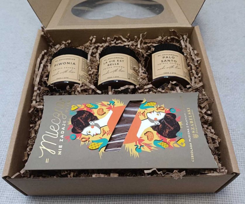 Zestaw Prezentowy 3x Świeca Sojowa 120ml + CZPK SERCE