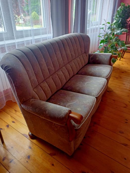 Komplet wypoczynkowy retro/vintage – kanapa + fotel