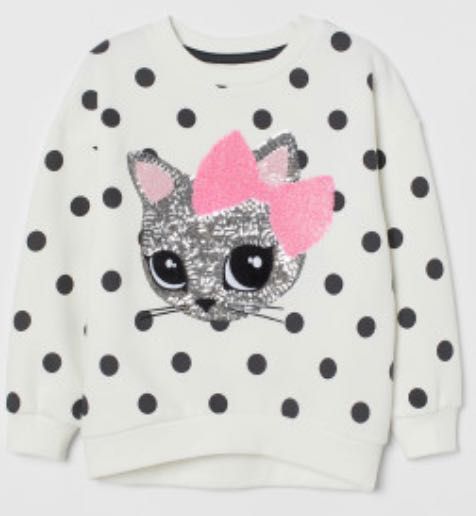 Hm bluza ze słodkim kotem, kotkiem CEKINY 110 116