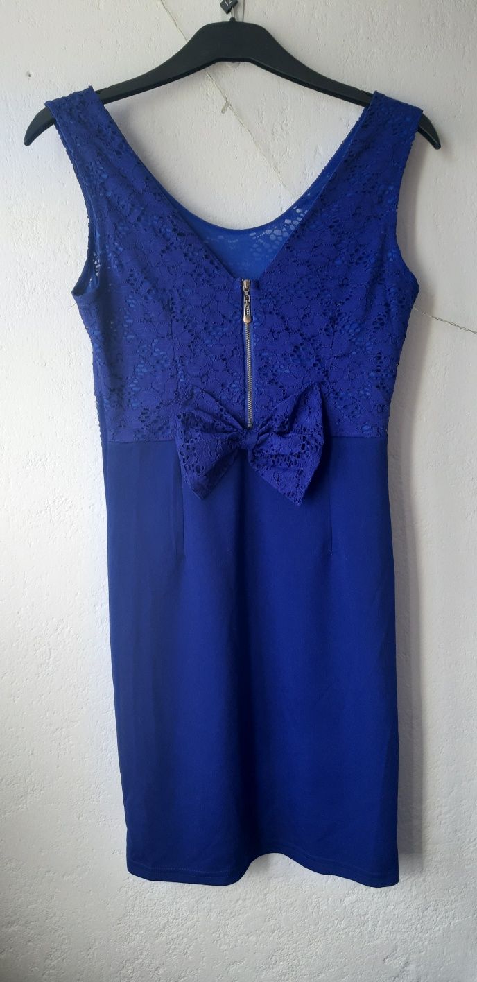 Nowa kobaltowa sukienka S kokarda