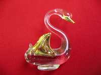Ptak - Łabędź złocony - figurka w stylu Murano - 4,5 x 3,5 x 2 cm
