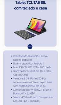 Tablet TCL 10L com teclado e capa