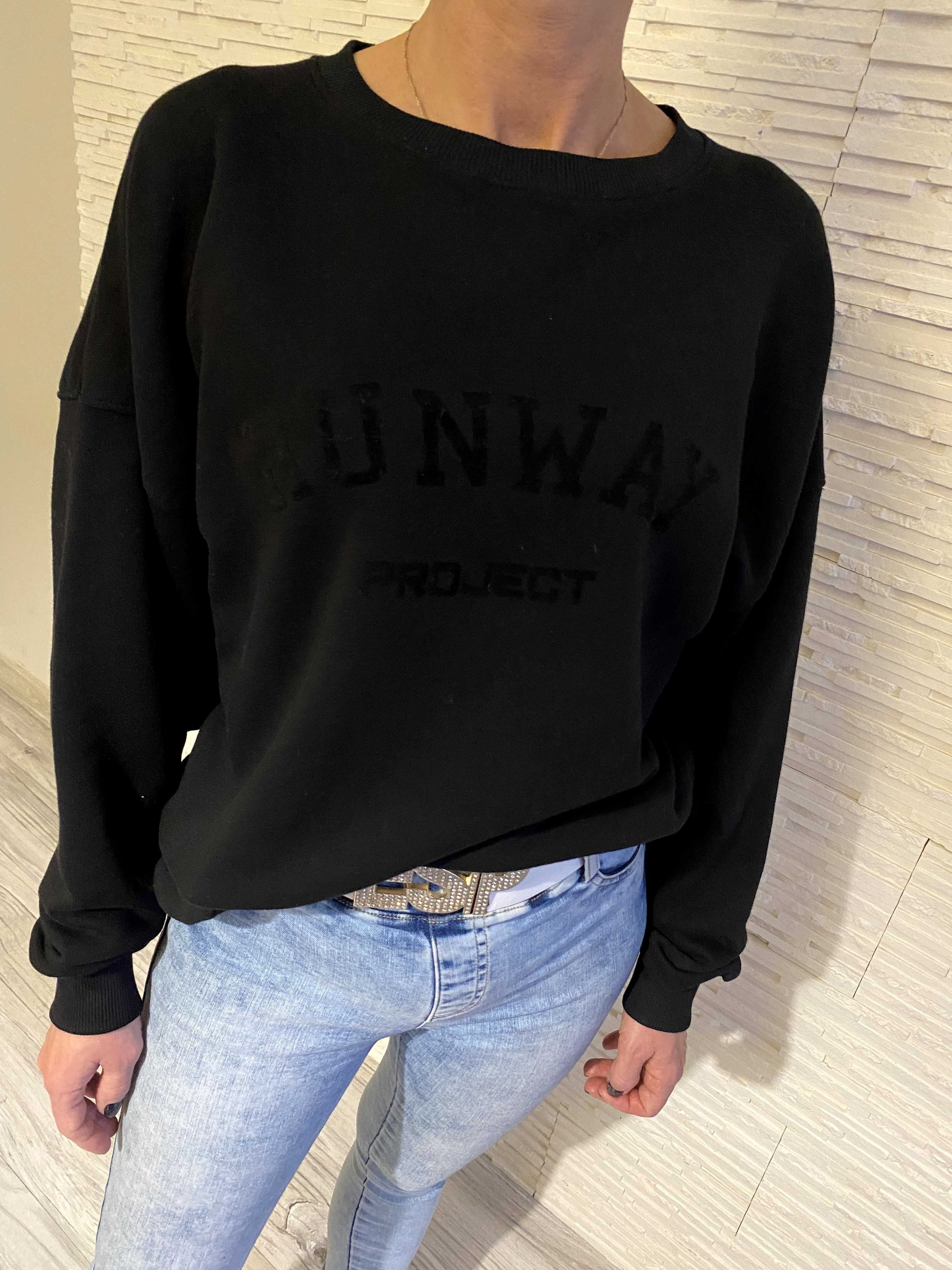 Project runway Lemonada nowa bluza black welurowy - napis