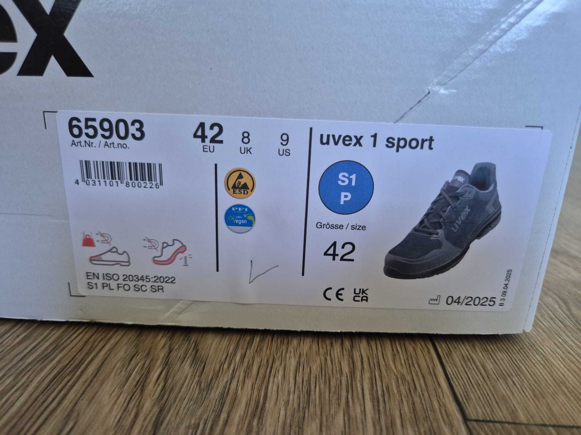 Buty robocze, ochronne UVEX 1 sport S1-P (art. 65903), rozmiar 42