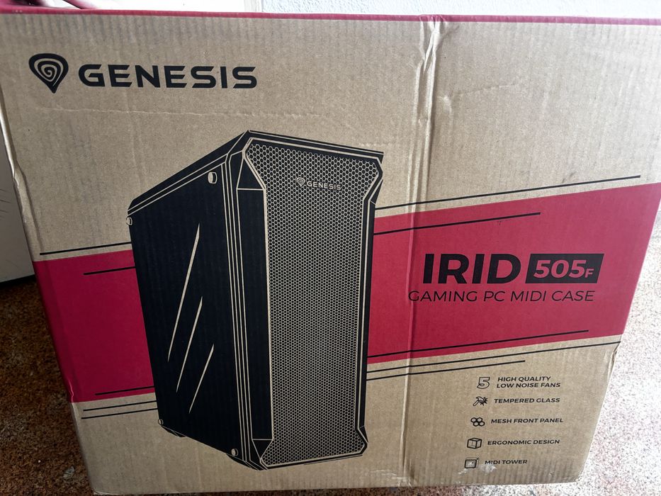 Obudowa komputerowa Genesis Irid 505F z szybą, Midi Tower, NOWA