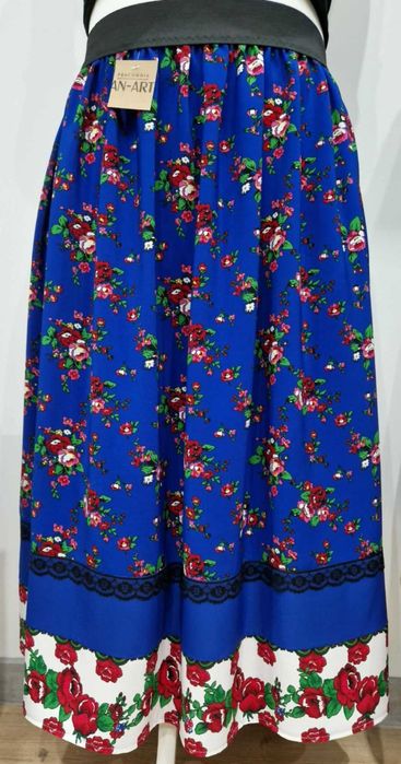 Spódnica ludowa szafirowa z ozdobnym dołem 3XL(46)