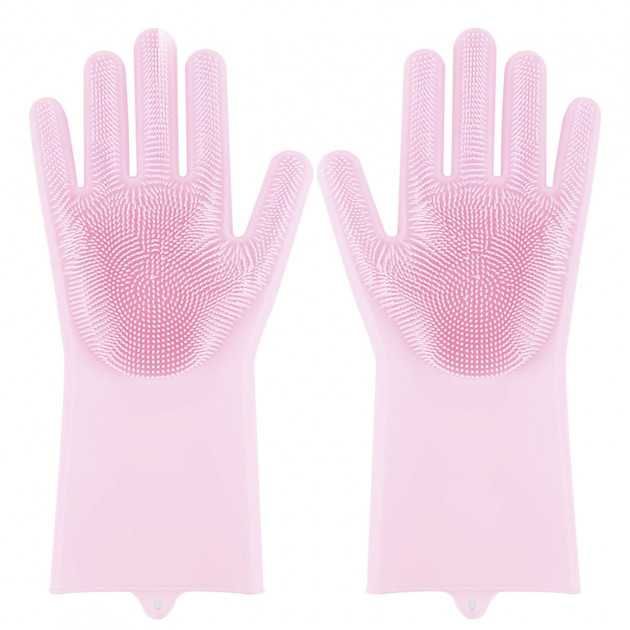 Силіконові рукавички Magic Silicone Gloves Pink для прибирання