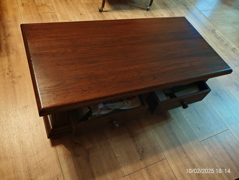 Ława / Stolik / Szafka pod TV z szufladami z drewna dębowego