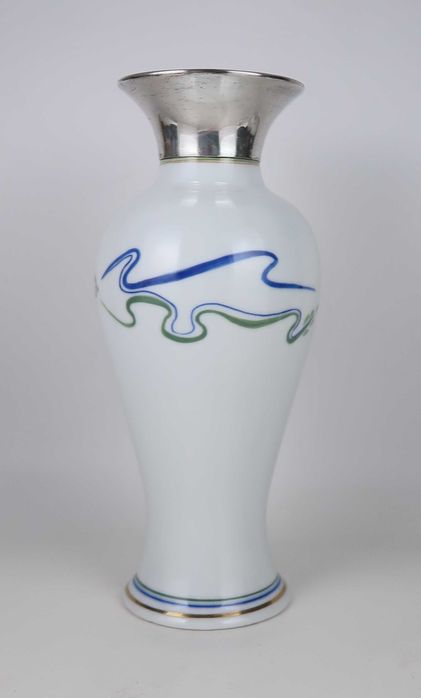 Jarra Modernista Cerâmica do Douro - bocal em prata