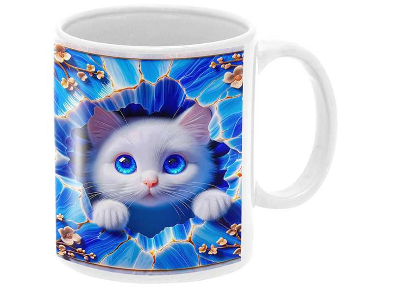 Kubek Kot Z Kotem Dla Kociary Piękny Kolorowy Kubek 330ml Prezent