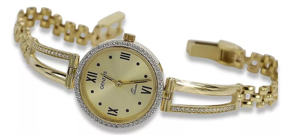 Prześliczny 14k 585 złoty damski zegarek Geneve lw075ydy Gdańsk
