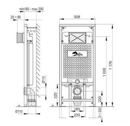 Stelaż podtynkowy WC DELFIN A101/1200