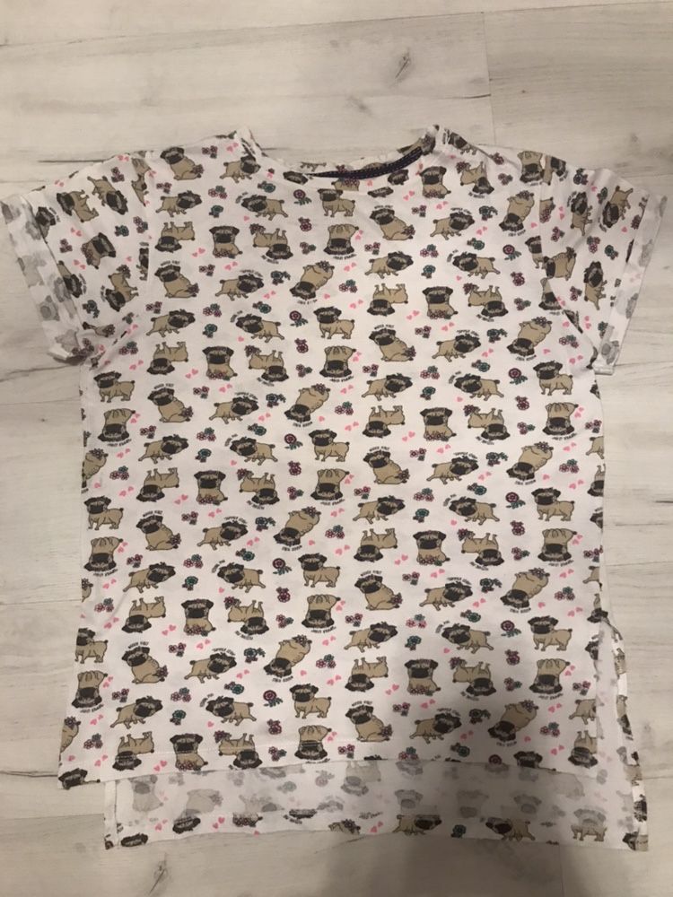 T-shirt bluzka w mopsy buldog francuski pug pugs M L
