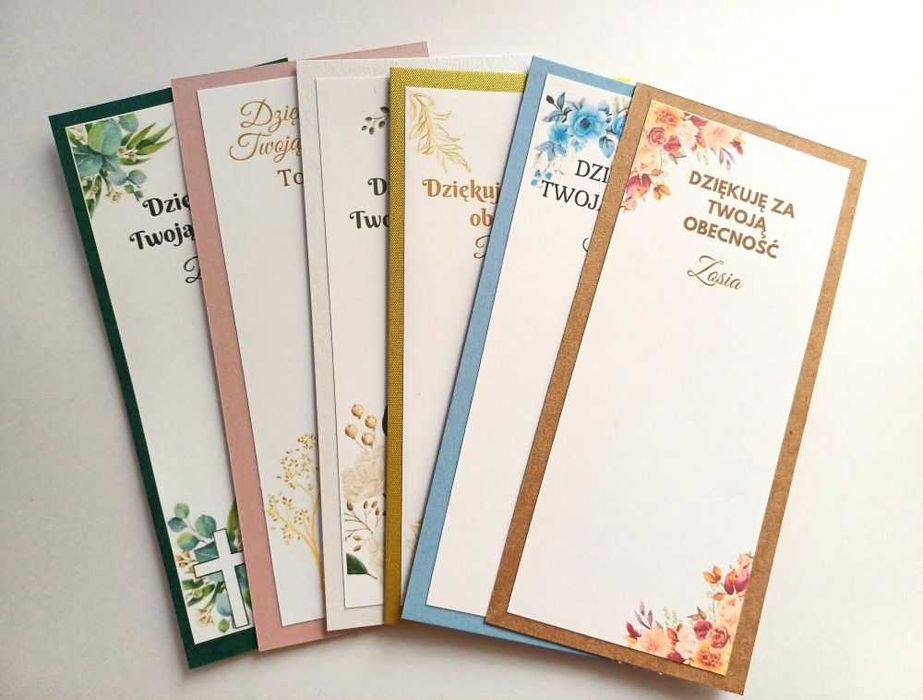 Bileciki do czekoladek Merci Podziękowanie gości na Chrzest Komunia