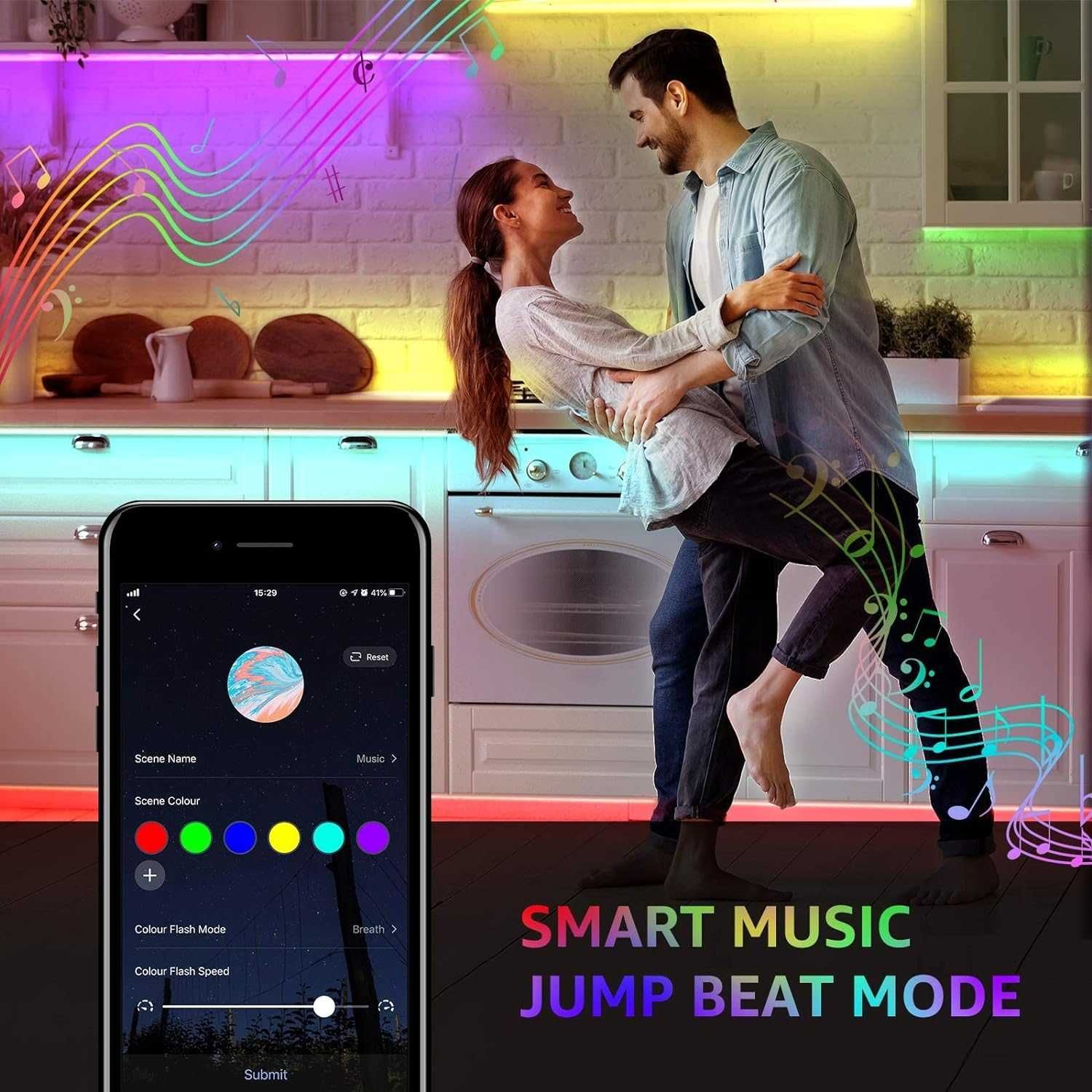 Taśma LED RGB Wielokolorowa 5m 12v 5050SMD SMART WIFI PILOT - LEPRO