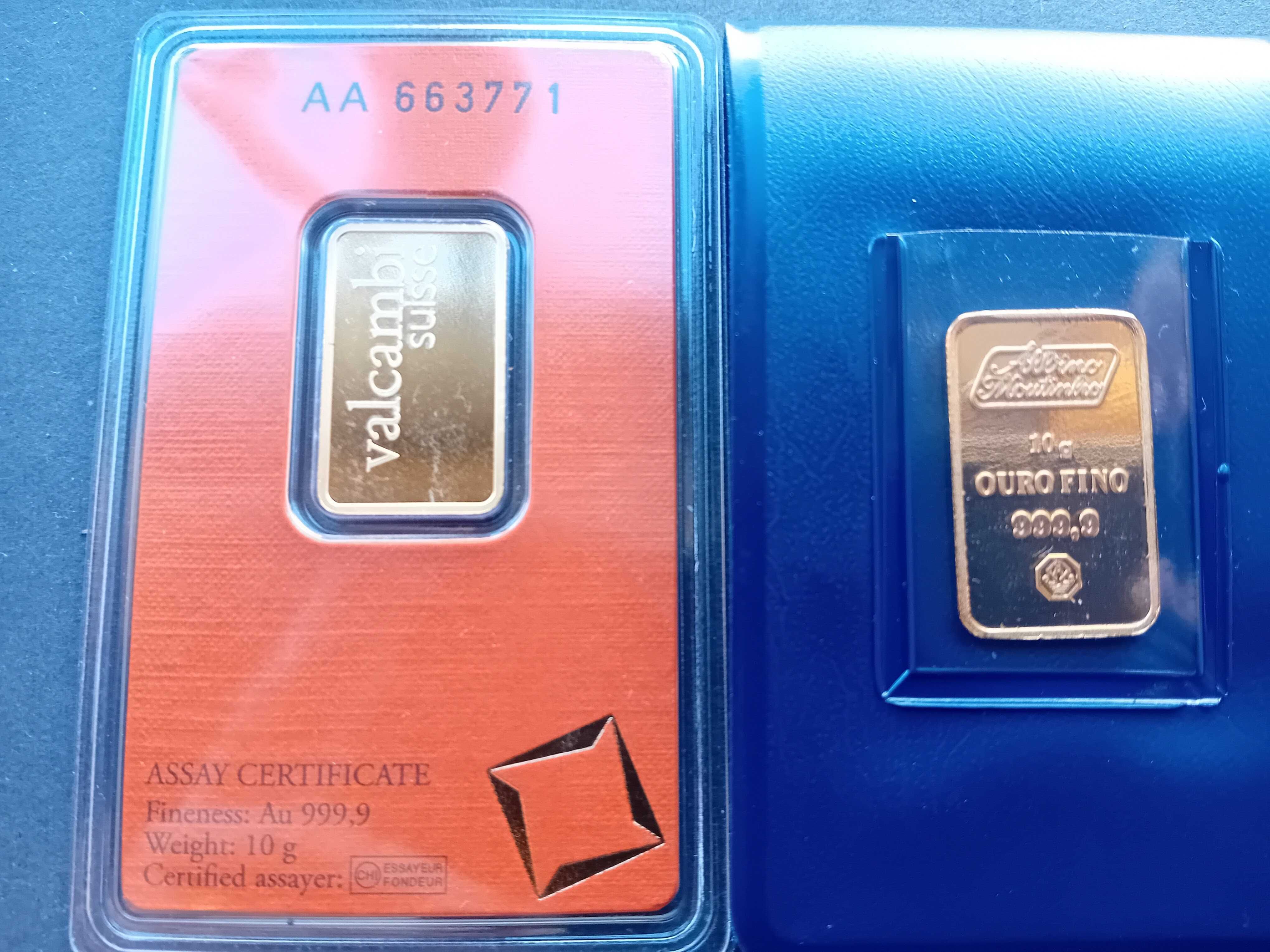 2 Barras ouro 0,999 10grs cada uma novas
