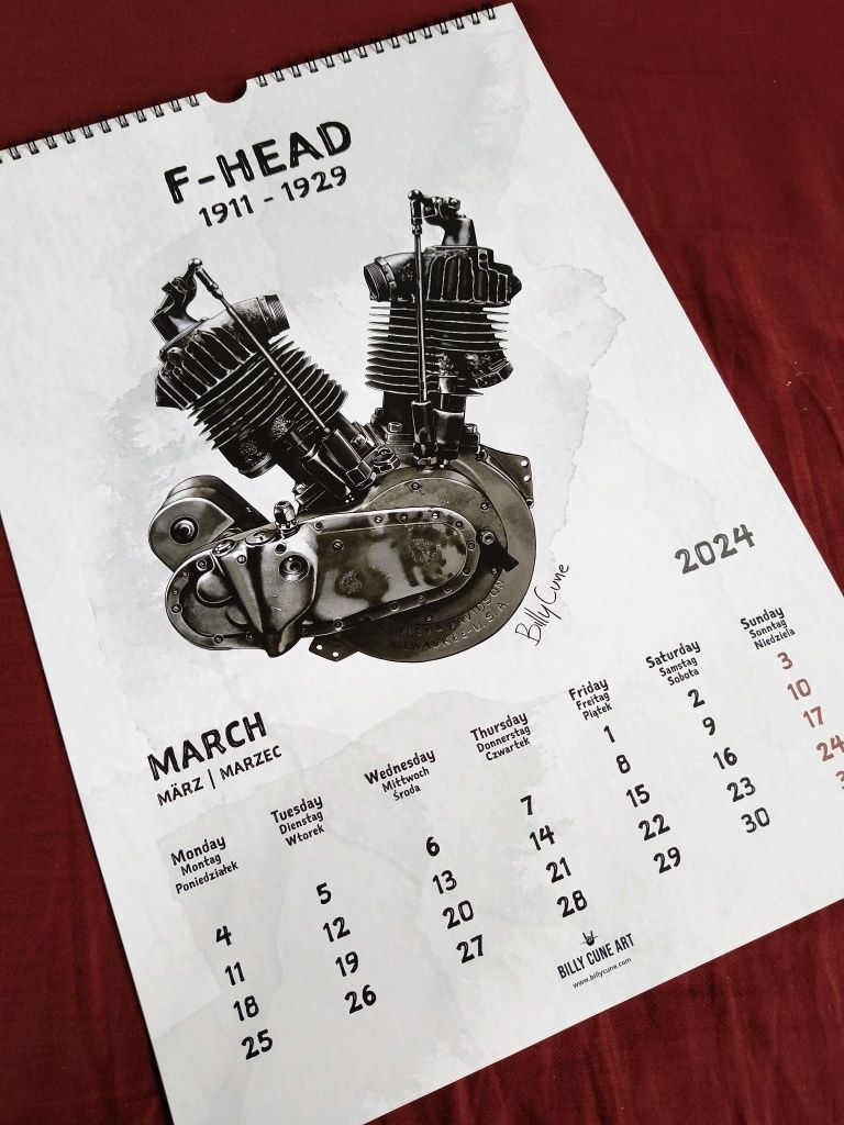 Kalendarz Harley-Davidson silnik motocykl