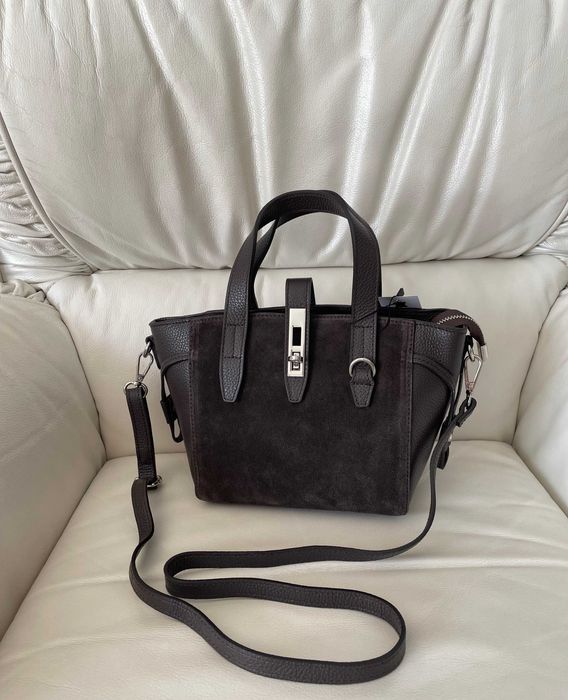 Італійська сумочка тоут замша шкіра нова колекція шоколадна