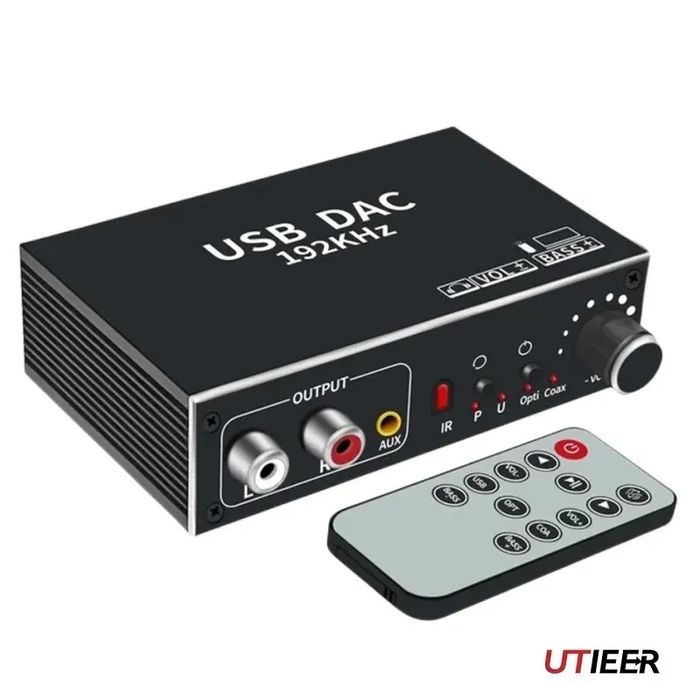 Аудио адаптер DAC 192 кГц, конвертор цифрового сигнала , USB, RCA, AUX
