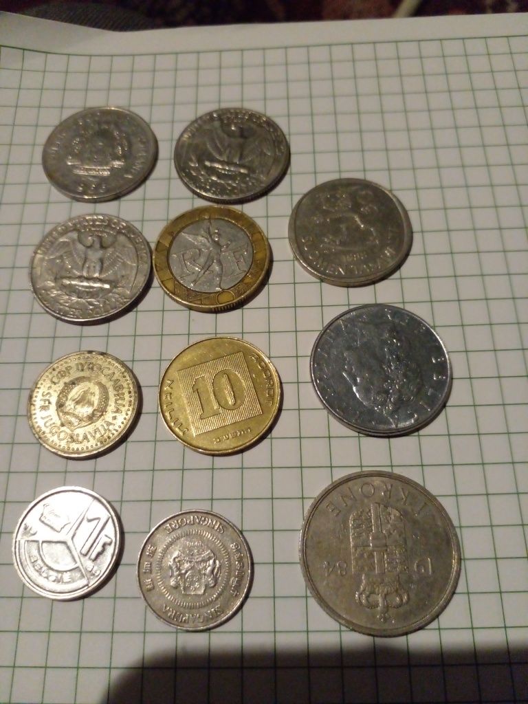 Монети центи,леї, маркка,франки,крона,динар