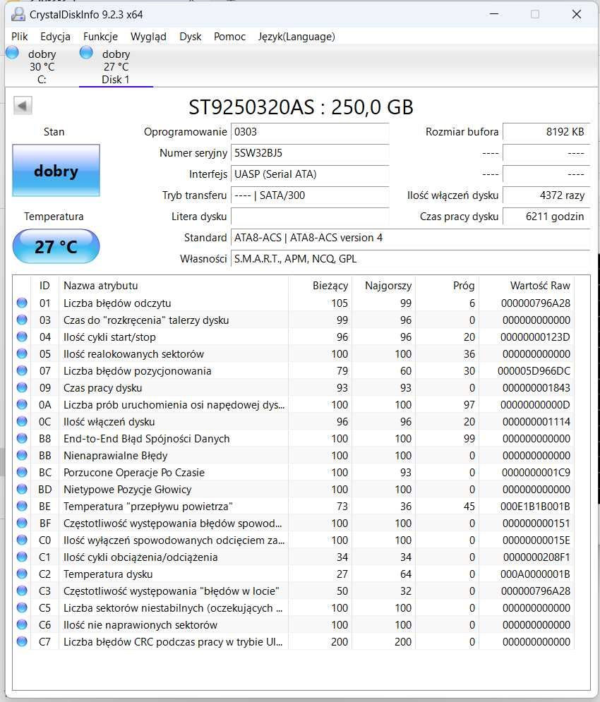 Dysk HDD 2.5 100% sprawny sprawdzony 250 GB do laptopa, konsoli