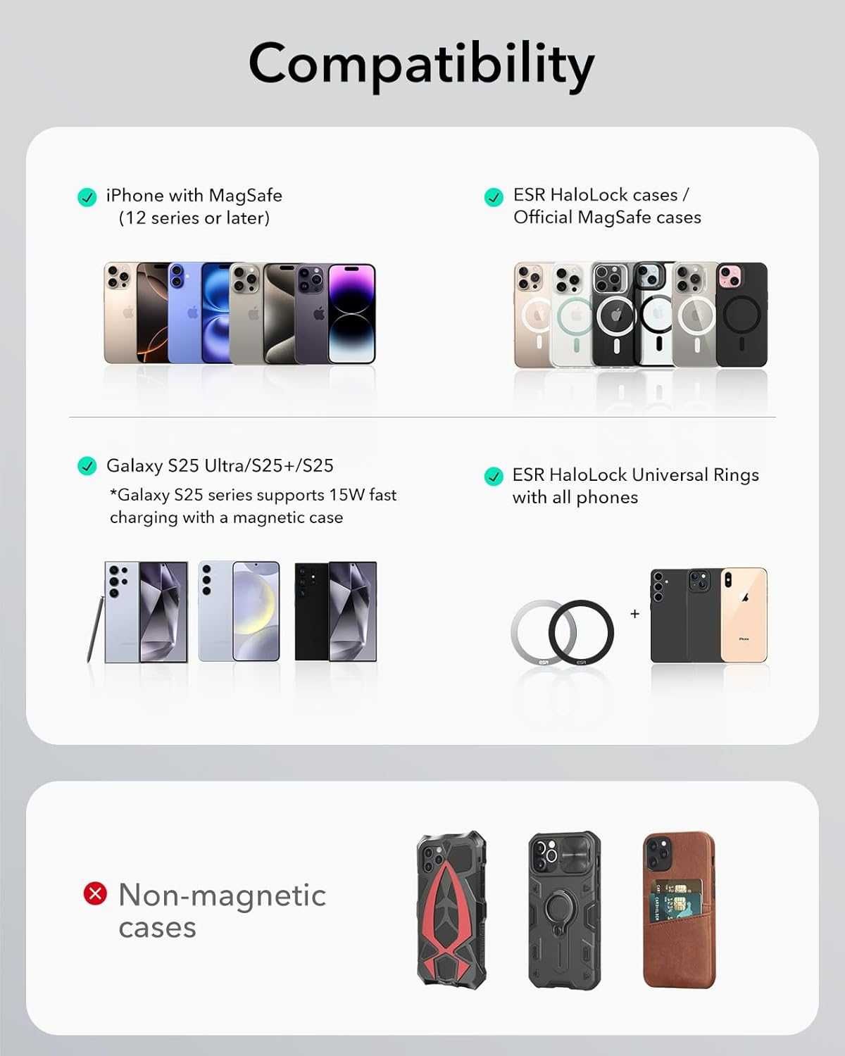 ESR Magnetyczny uchwyt na pierścień telefonu halolock ring stand