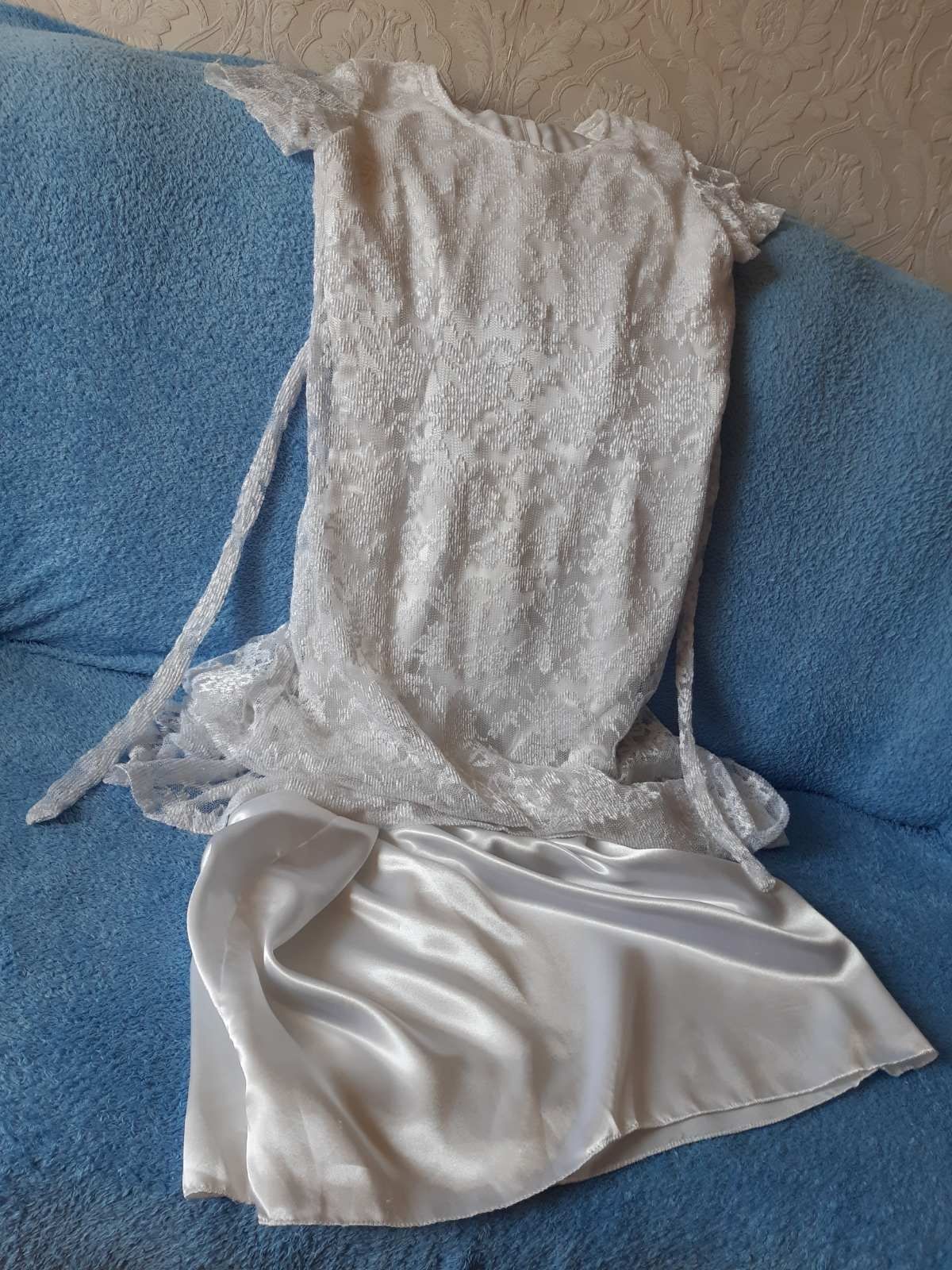 Нарядное белое (белоснежное), кружевное, ажурное платье