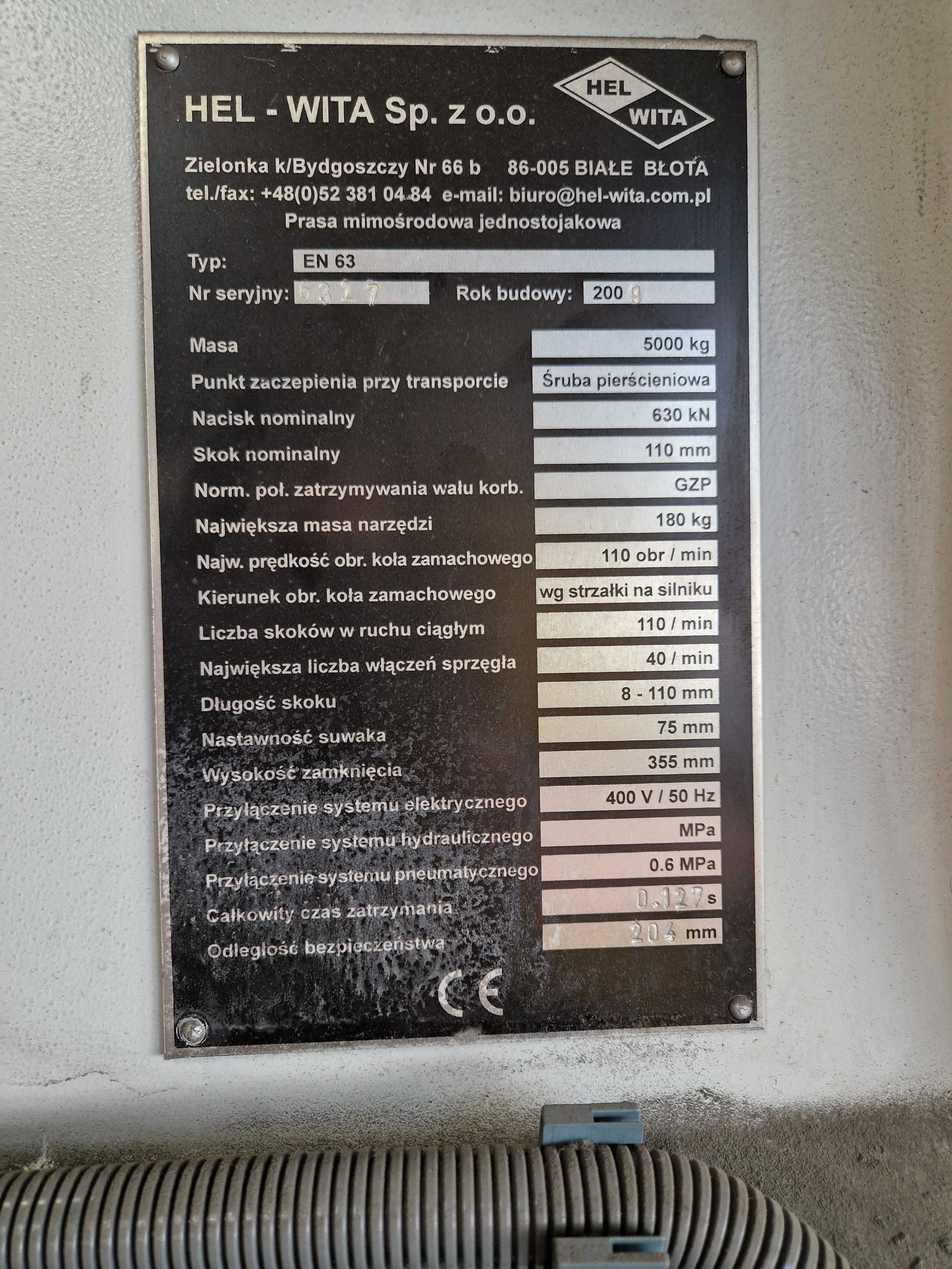 Prasa mimośrodowa wysięgowa EN 63