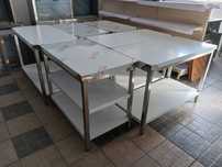 ACM1645 - Bancada Central Inox de 1,2m com 2 Prateleiras - NOVA