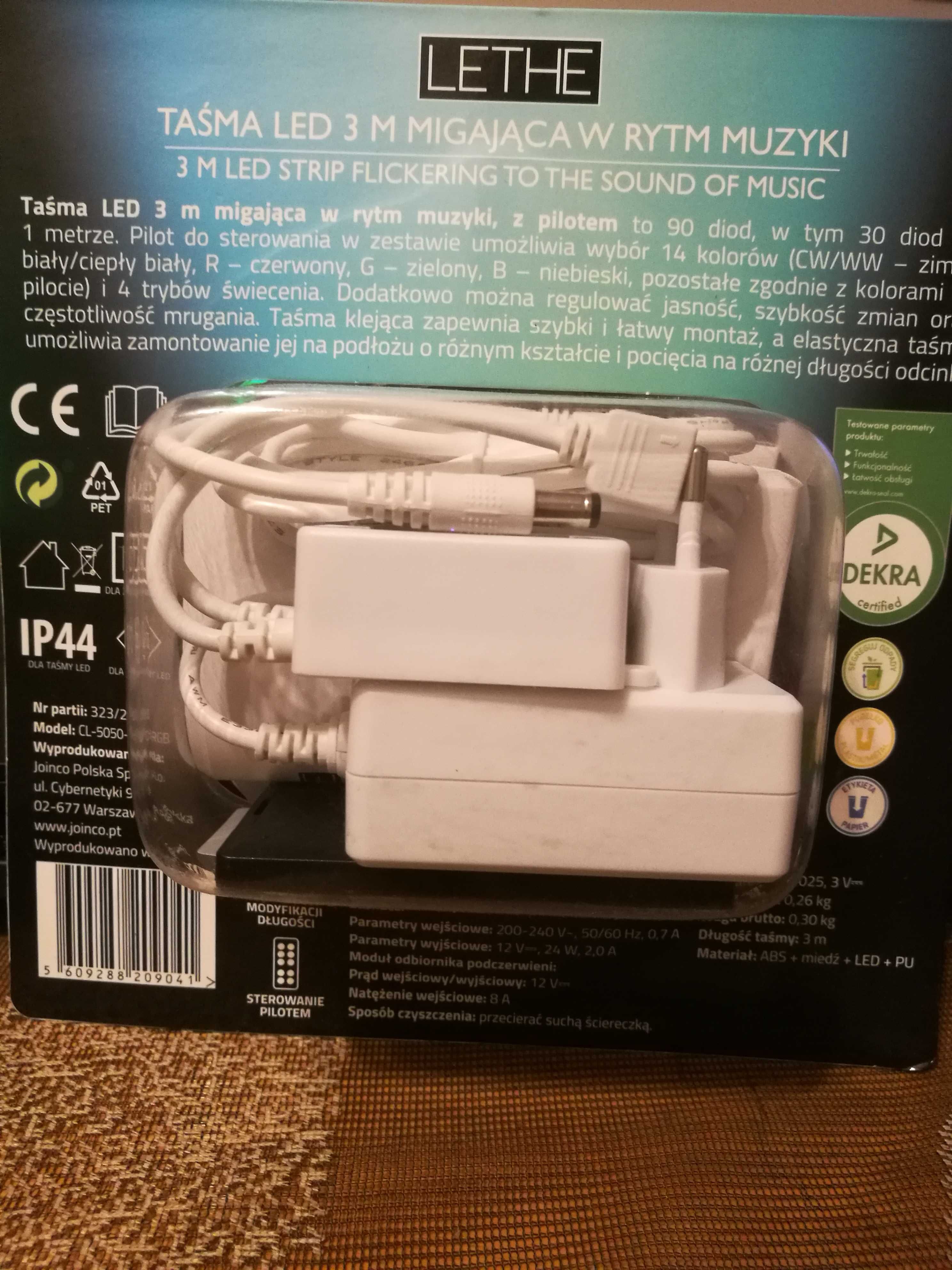 Taśma LED 3m migająca w rytm muzyki