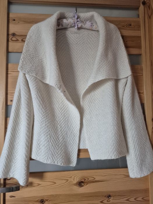 Marks&Spencer kremowy sweter kardigan z alpaką r. 40-44