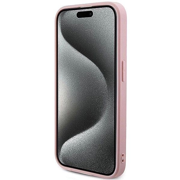 Etui Guess Saffiano Iridescent Script na iPhone 15 Pro Max - różowe