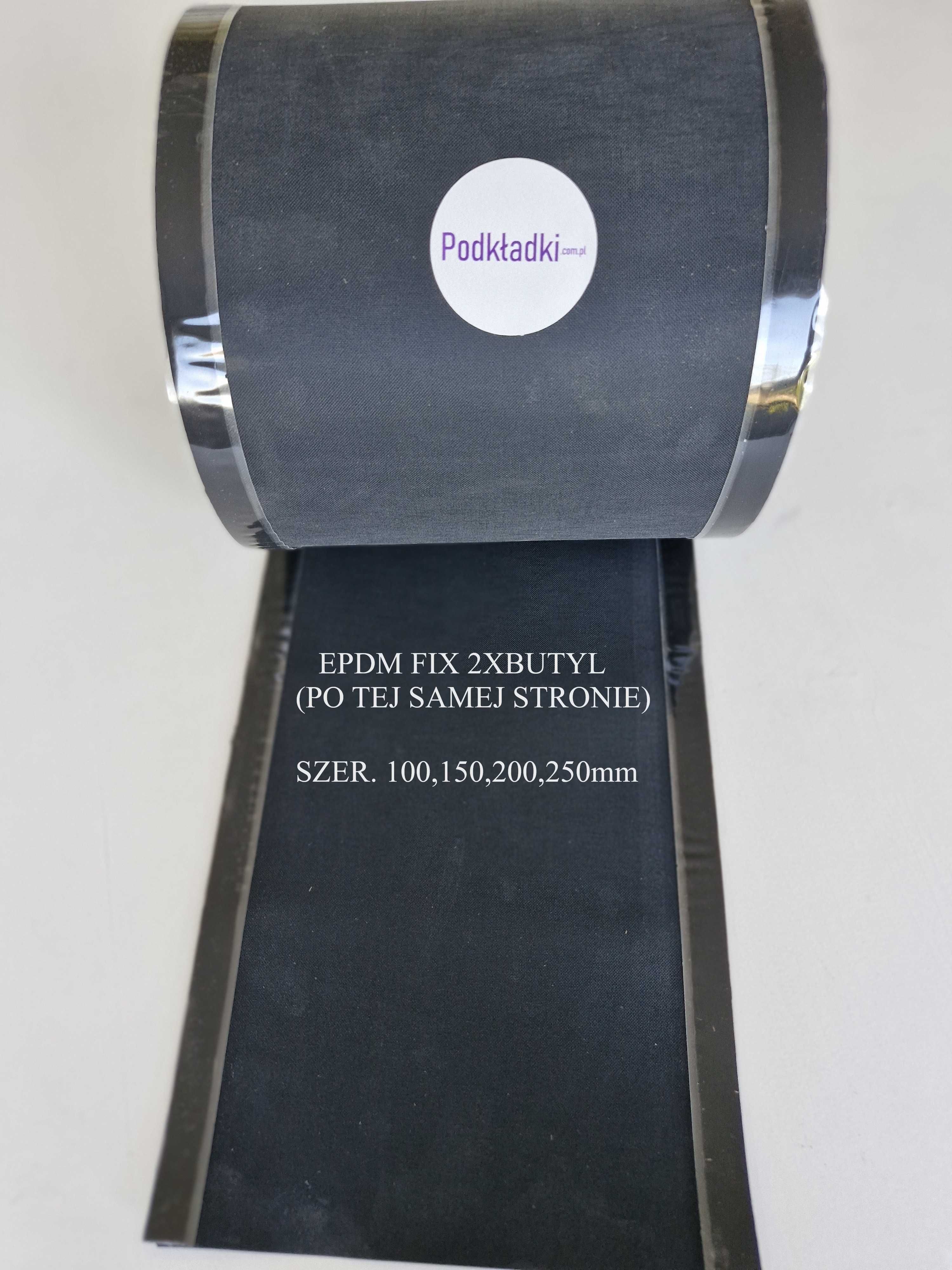 Taśma EPDM 0,75mm szer. 150mm z paskiem butylu rolka 25mb  - warianty