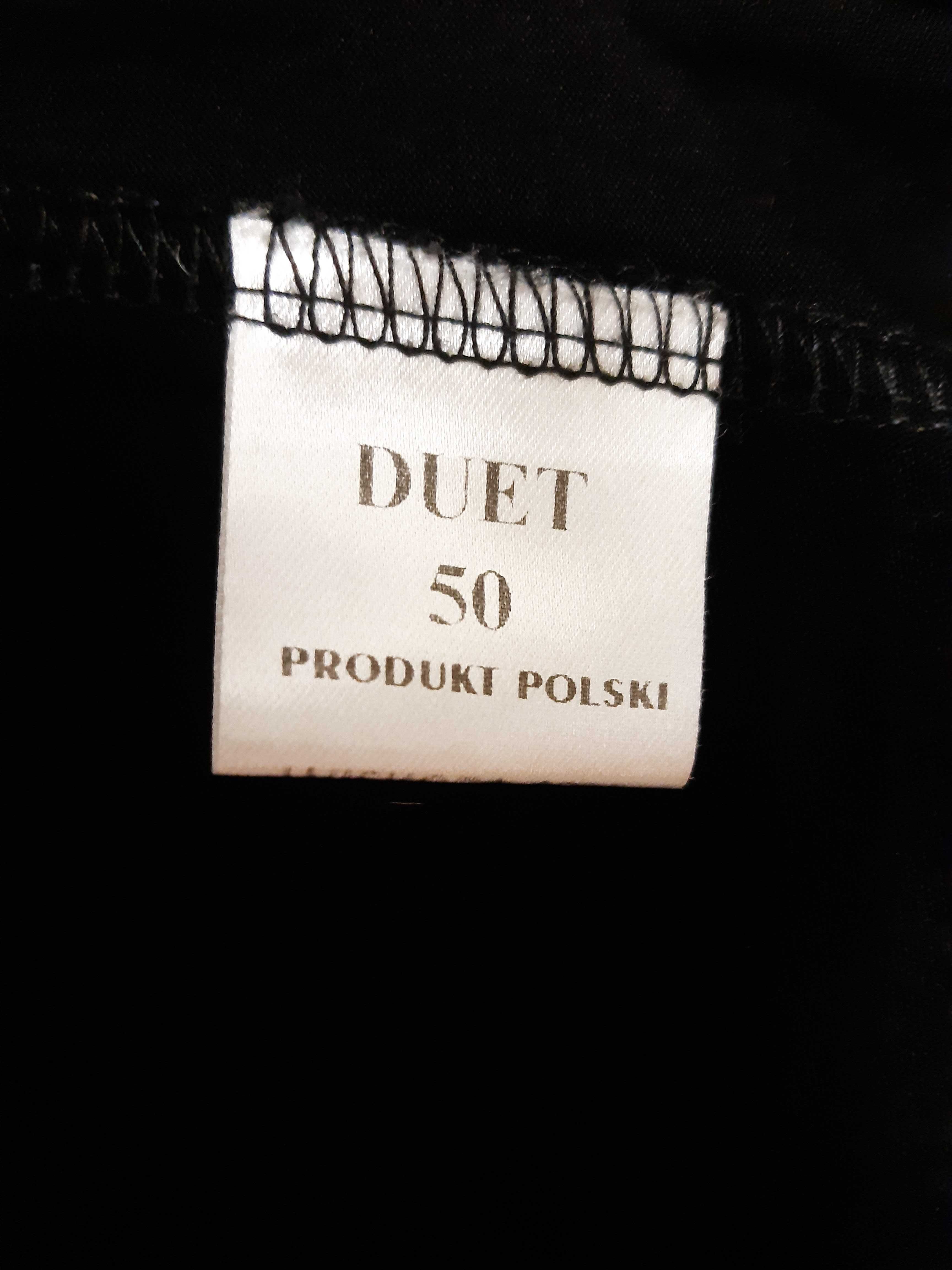 Piękna wzorzysta polska sukienka Duet, rozmiar 50, uniwersalny