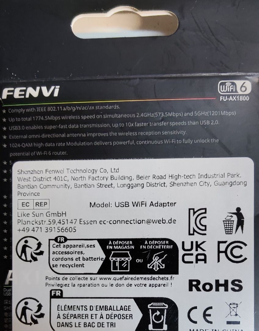 Karta WiFi Fenvi FU-AX1800 USB 3.0
