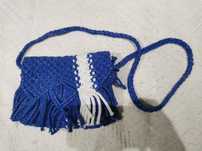 Torebka makramowa niebieska handmade