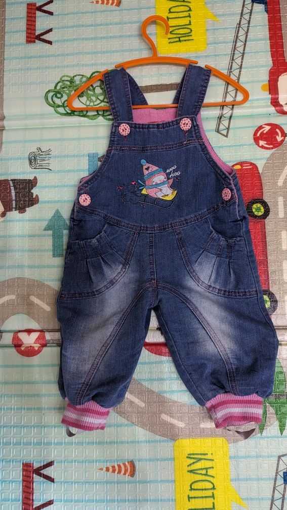 Детский комбинезон джинсовый, штаны 86 размер