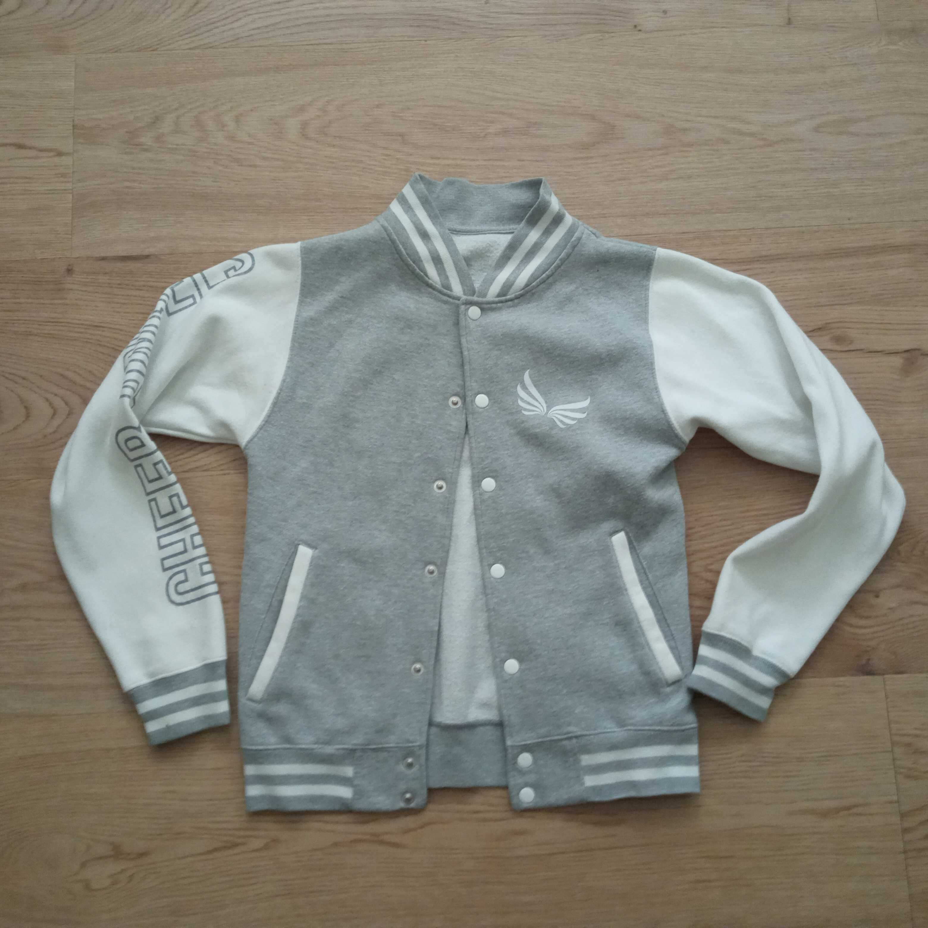 Kurtka baseball’ówka „CHEER Baseball Jacket” szaro-biała