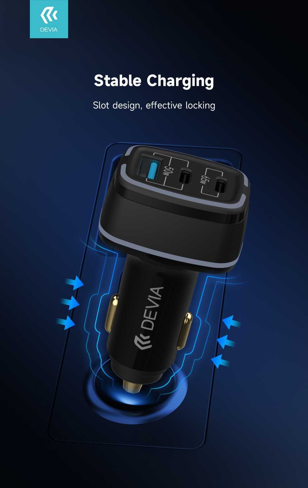 Ładowarka Samochodowa Devia Extreme 115W! 2xUSB-C 1x USB Mocna