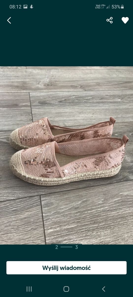 Nowe śliczne espadryle  pudrowy róż