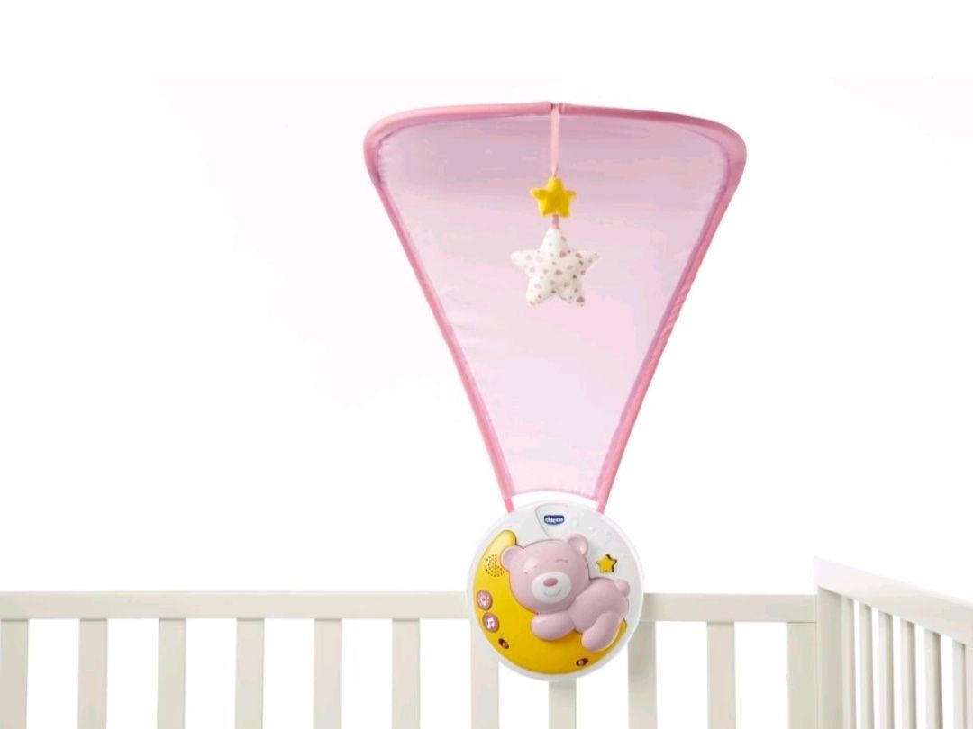 Chicco Next2Moon, baldachim z projektorem, 3w1, różowy