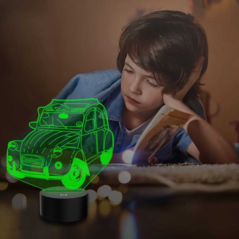 Lampka dziecięca LED 3d autko PREZENT